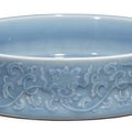 A fine and rare 'Eight buddhist emblems' clair-de-lune glazed brush washer, Daoguang seal mark and period (1821-1850)