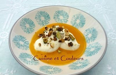 Fontainebleau au miel sur coulis aux fruits de la passion, inspiré par Claudine