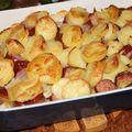 GRATIN DE POMMES DE TERRE ET SAUCISSES DE MONTBELIARD A LA CANCOILLOTTE