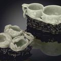 Two greenish-white jade water coupes, 17th century