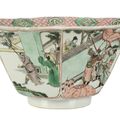 A Chinese Famille Verte hexagonal bowl, Kangxi period (1662-1722)