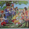 Cu502 : Affiche scolaire MDI "la mort de Turenne/repas champêtre sous Louis XIV"