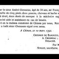 ANDRÉ CHESNEAU, VICAIRE DE CHINON, GUILLOTINÉ A ANGERS