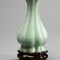 A celadon-glazed ripped porcelain vase, China, 18th century
