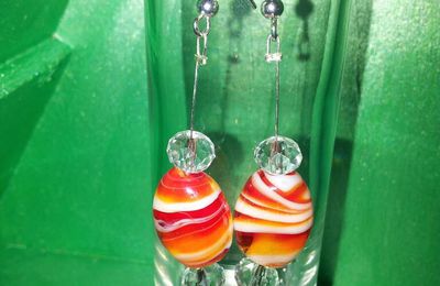 Boucles d'oreilles rouges et cristal