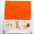 Sac à Chaussons pour Enfant "Zèbre et Papillon" coton orange, prénom brodé