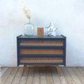 Commode vintage bois et rotin