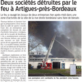 Incendie de deux entreprises