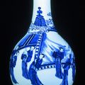 A Chinese porcelain blue and white bottle vase, four character mark of Chenghua. Kangxi 1662-1722. 