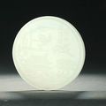 Fine and rare carved circular ink stone, signed by Zi Gang, possibly nephrite jade. China, Qianlong period