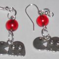 Boucles d'oreilles geek jeu vidéo pacman 5.5 cm perle rouge en métal argenté