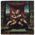 Joos van Cleve, ca. 1485 Kleve - 1541 Antwerpen - Workshop. Christ and baby John, embracing.