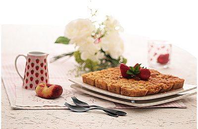 Crumble pêches fraises et menthe...Un délice assurément! 