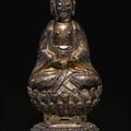 A rare inscribed gilt-silver figure of Amitabha, dated Wanli 20th year, corresponding to 1592