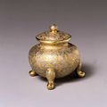 Chinese Silver Gilt Lidded Tripod Vessel, Tang Dynasty, Late-7th-8th century C.E.