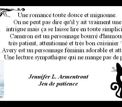 Avis : Jennifer L. Armentrout - Jeu de patience