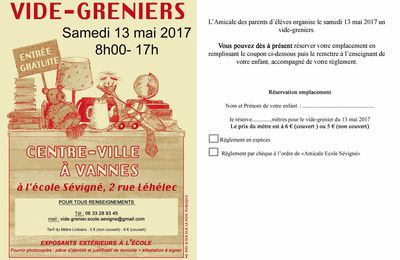 VIDE-GRENIERS 2017 -SAMEDI 13 MAI 2017