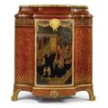 Maison Forest. A Louis XVI style gilt-bronze mounted kingwood and coromandel lacquer- mounted canted corner cabinet. Paris 1895