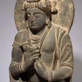Sculpture de Boddhisatva en schiste gris, Art Gréco-bouddhique du Gandhara, IIe-IIIe siècle 