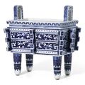 A blue and white incense burner, fangding, Qing dynasty