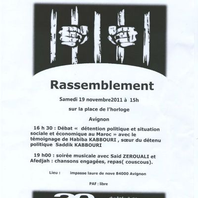 POUR LA LIBERATION DES DETENUS POLITIQUES AU MAROC ET LE BOYCOTT DES ELECTIONS DU 25 NOVEMBRE 2011