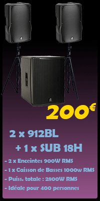 Location Kit Audio 2800W RMS - 2 x 912BL + 1 x SUB 18H - dBTechnologies