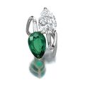 Pear-shaped emerald and pear-shaped diamond ring