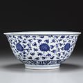 Blue and white 'lotus' bowl, Jiajing mark and period & 'dragon' bowl, Wanli mark and period