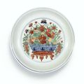 A wucai 'Flowers and Fruit' dish, mark and period of Wanli (1573-1620)