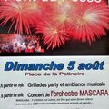 Grillades, concert et feu d'artifice le 5 Août 2018