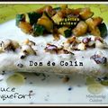 Dos de colin sauce roquefort et courgettes sautées