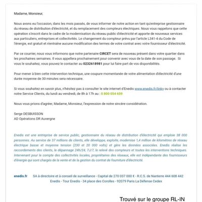 LINKY en 2023: la lettre dont on n’oubliera jamais le contenu :