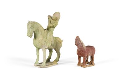 A pale green-glazed figure of an equestrian musician, Sui-Tang dynasty (581-907)