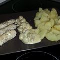 Aiguillettes de poulet - Pommes de terre - Sauce champignons (Thermomix)