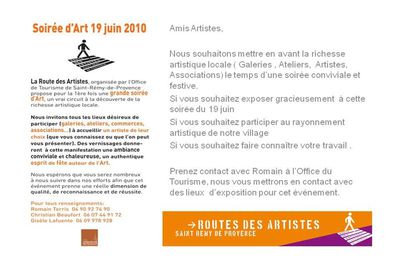 SOIRÉE D'ART: Appel à artistes