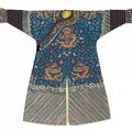 A blue embroidered 'dragon' robe (jifu), Qing dynasty, 19th century