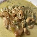 Aiguillettes de poulet cajou-curry-poireaux