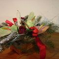Mes compositions de table pour Noël élaborées à l'atelier floral. 