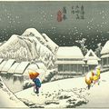 Les Cinquante-trois Stations du Tokaido - dans l'édition Hoeido (1833-1834), série d'estampes créées par HIROSHIGE (4/11)