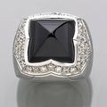 A black onyx and diamond ring, Bulgari
