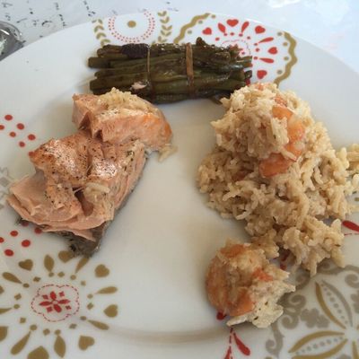 Riz/crevettes et saumon frais (cookéo)