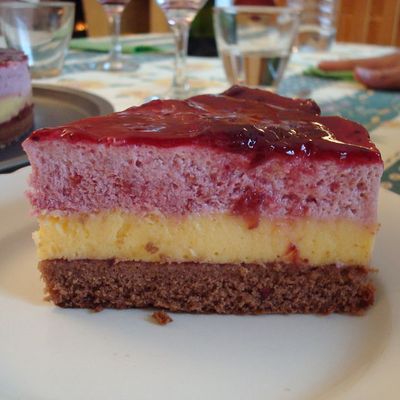 Entremet citron framboise et génoise cacao