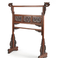 A rare huanghuali clothes rack, yijia, Qing dynasty