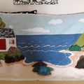En cours de réalisation; un tapis personnalisé sur le thème de la mer , commandé en cadeau de Noël par un particulier 