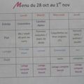 Menu du 28 oct au 1er nov