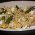 Salade de blé, haricots verts et oeufs