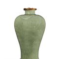 A celadon-glazed 'dragon' vase, meiping, Qing dynasty, 18th century