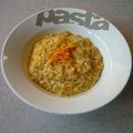 Risotto aux crevettes et mimolette.