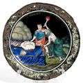 Médaillon en cuivre émaillé en couleurs "Monime", Limoges autour des Nouailher, XVIIIe siècle