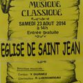 Concert de musique classique le 23 Août 2014 à 14 h